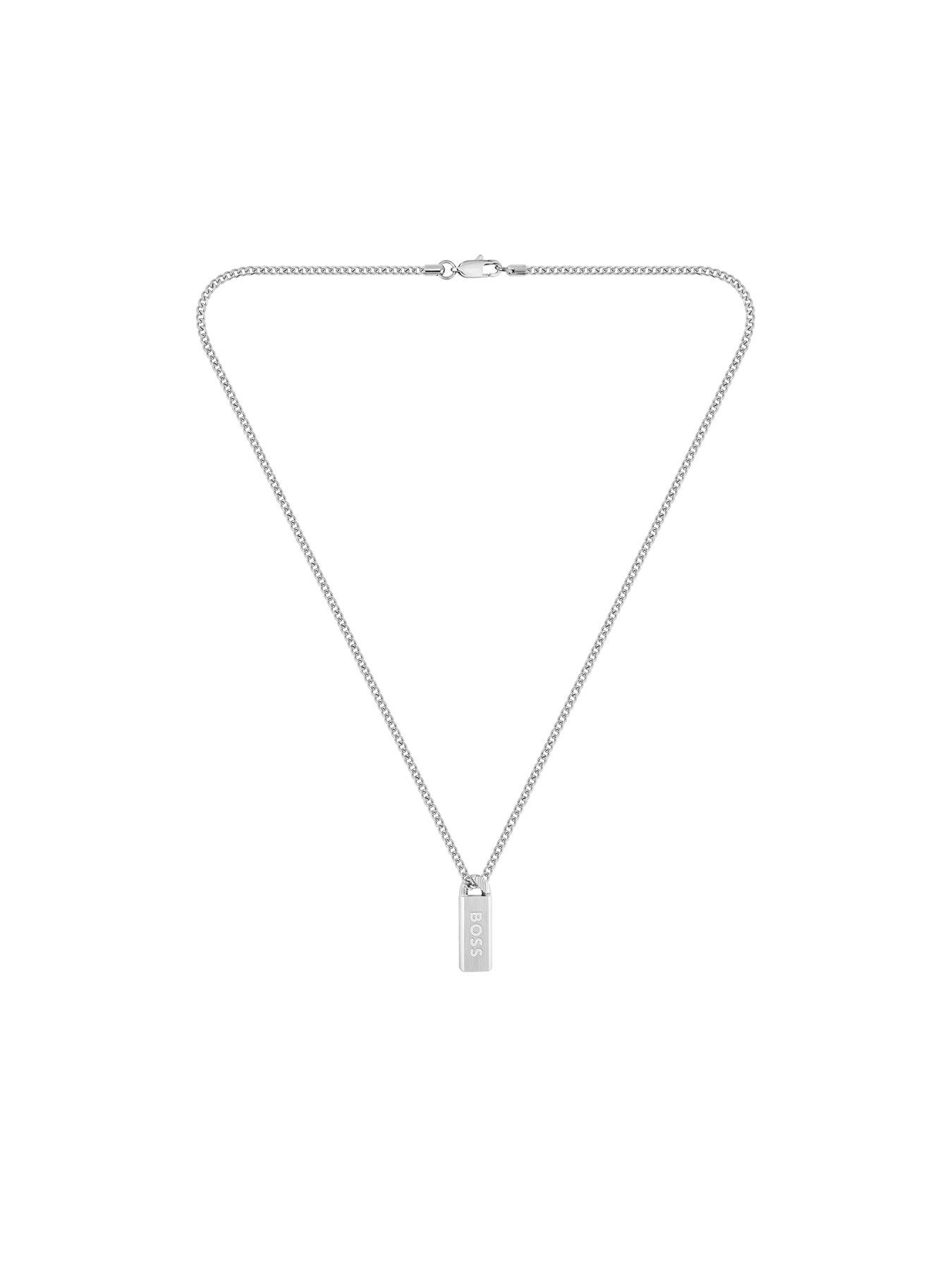 Image 2 of 8 of BOSS Kassy Emblem Men's Necklace Silver