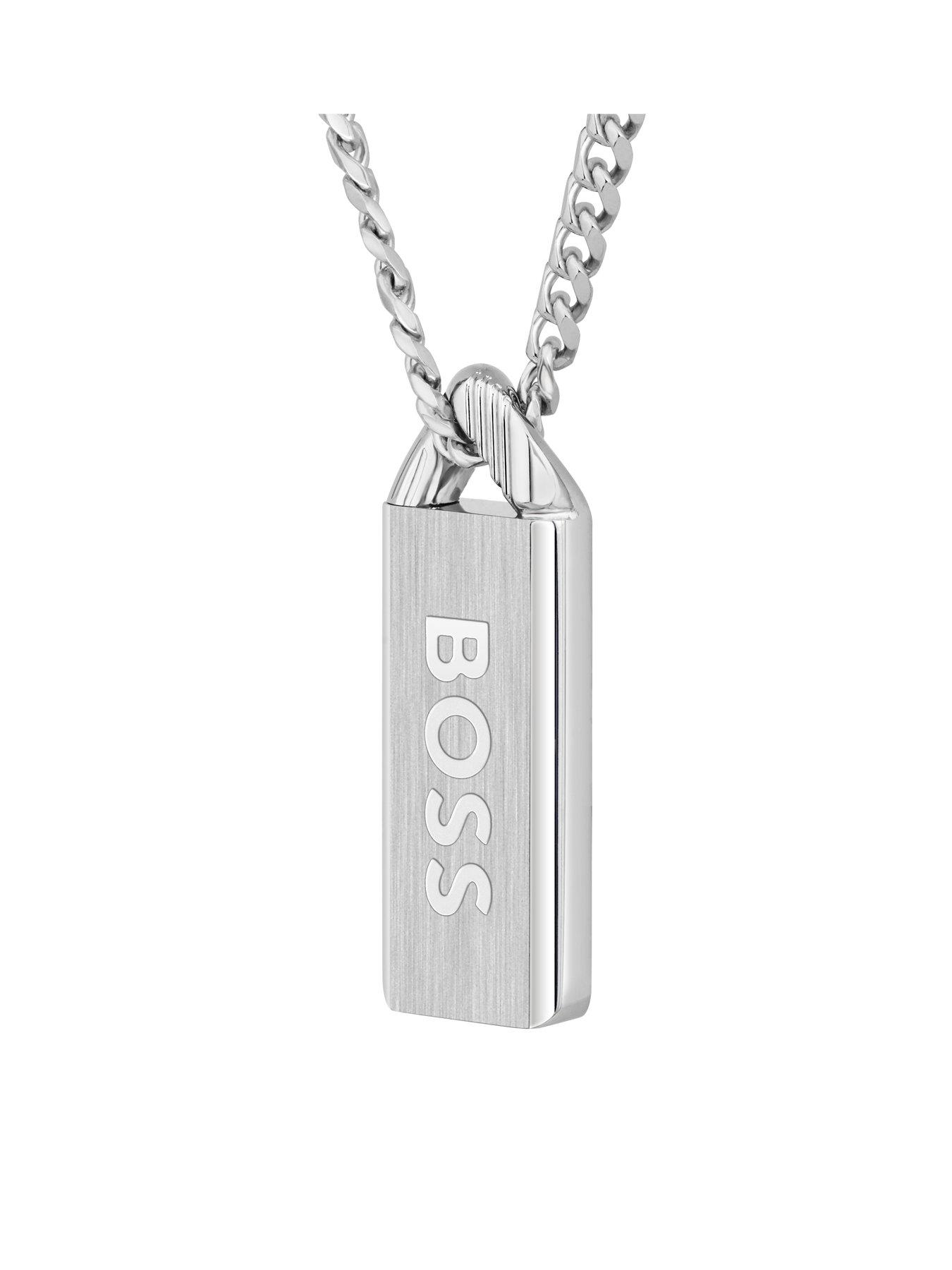 Image 3 of 8 of BOSS Kassy Emblem Men's Necklace Silver