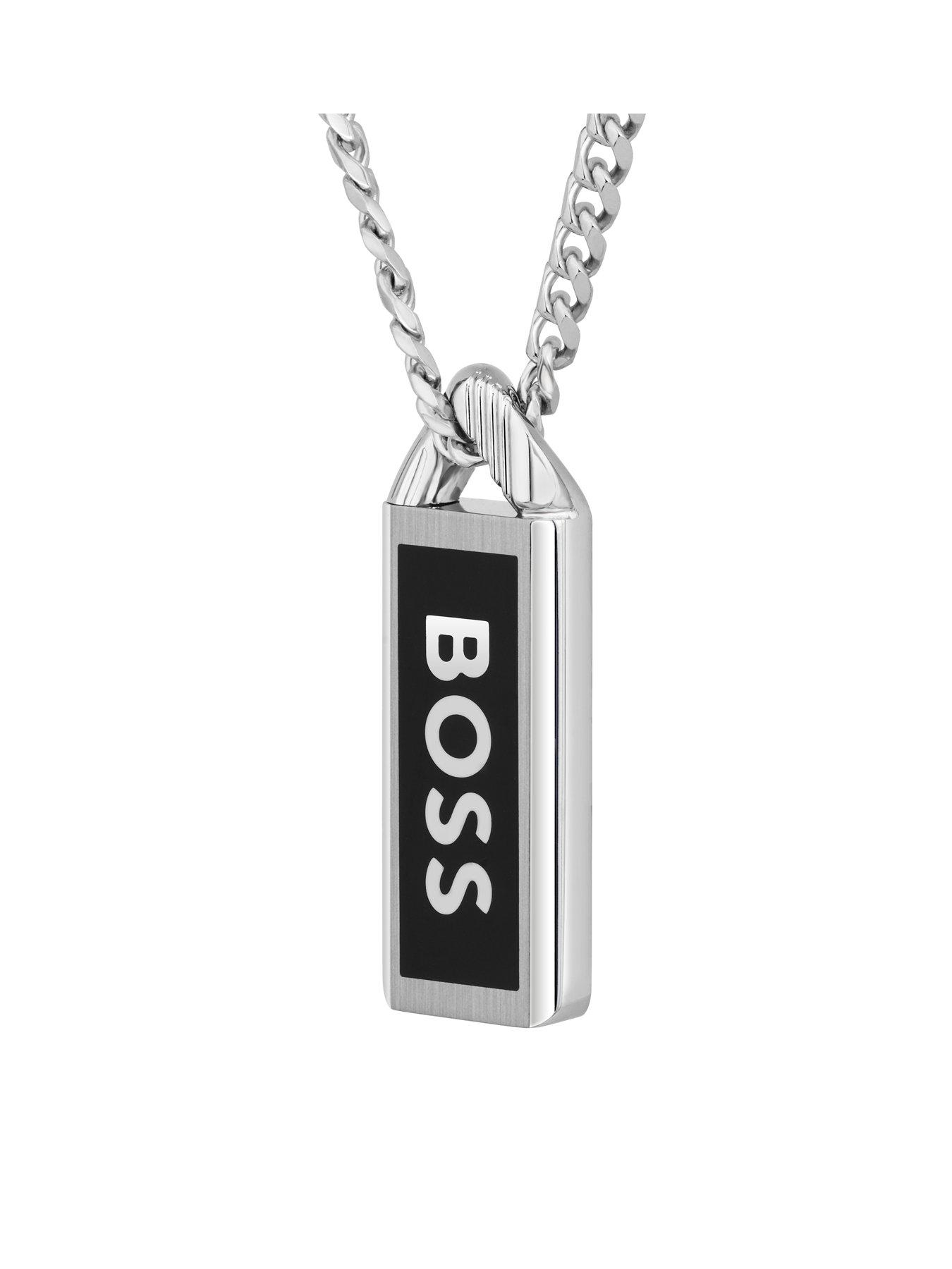 Image 4 of 8 of BOSS Kassy Emblem Men's Necklace Silver