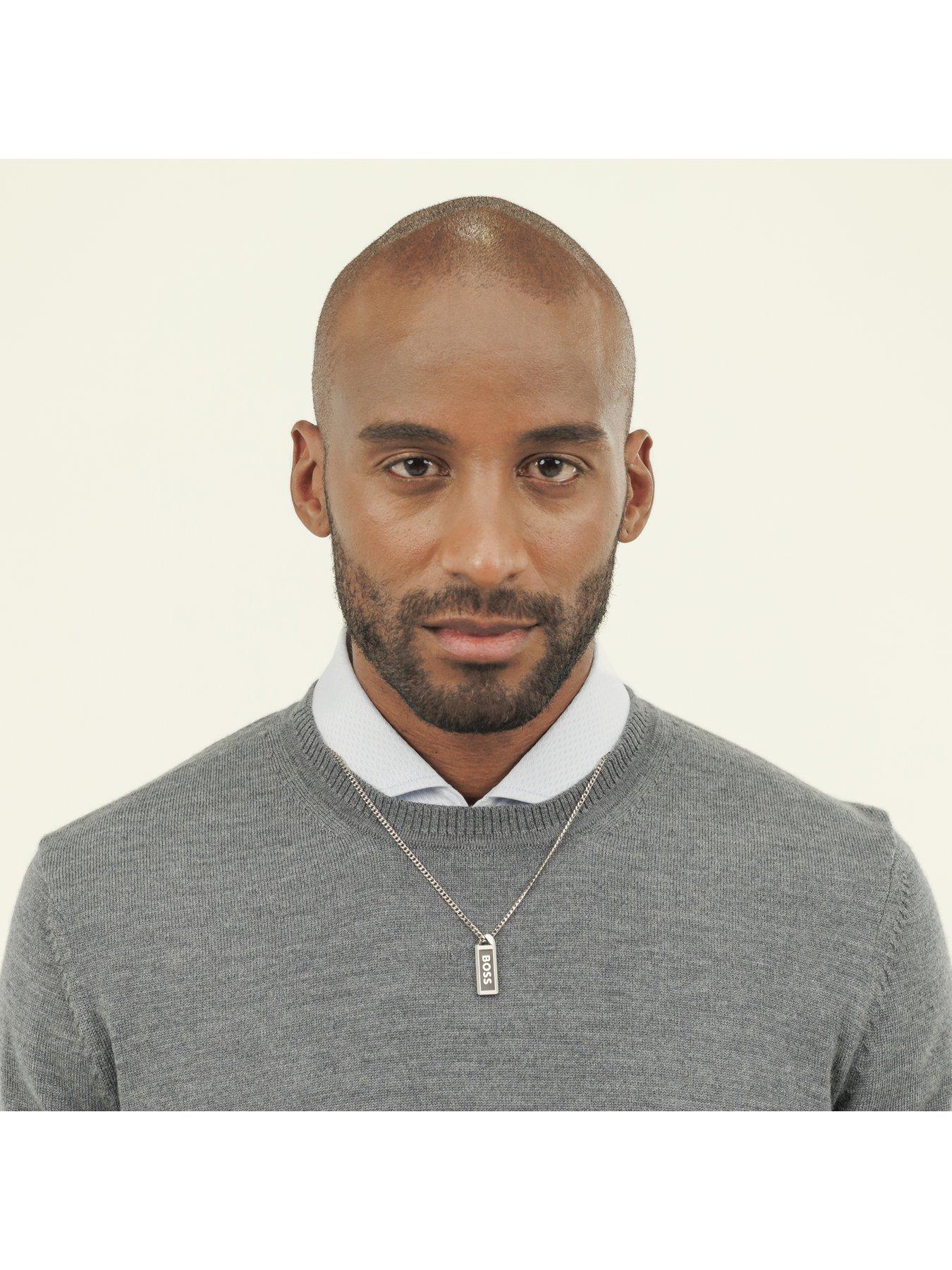 Image 5 of 8 of BOSS Kassy Emblem Men's Necklace Silver