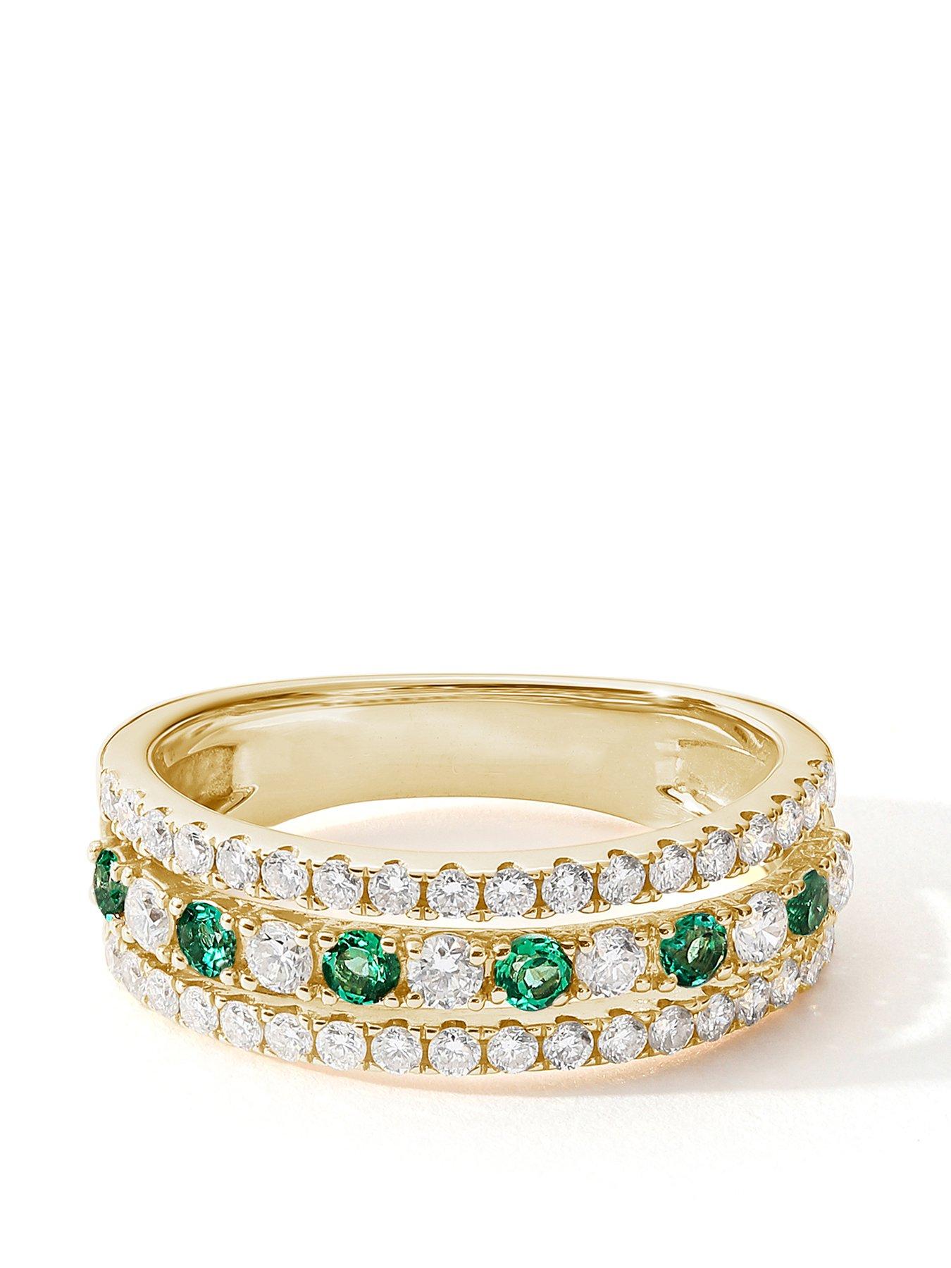 Image 1 of 3 of Created Brilliance Colette 9ct Yellow Gold 0.74ct tw. Lab Grown Diamonds and Created Emerald Band Ring