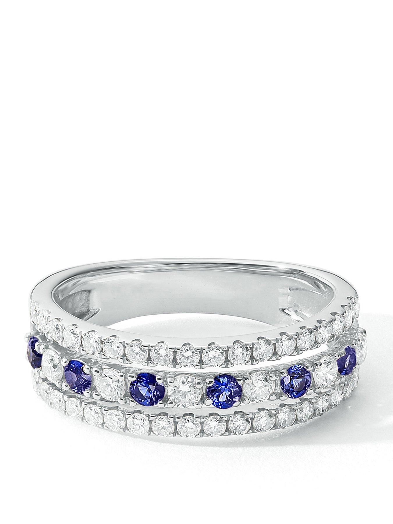 Created Brilliance Colette 9ct White Gold 0.74ct tw Lab Grown Diamonds and Created Sapphire Band Ring