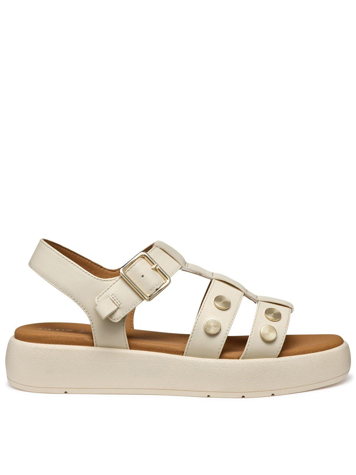 Geox Camalei Studded Flatform Sandals - Cream