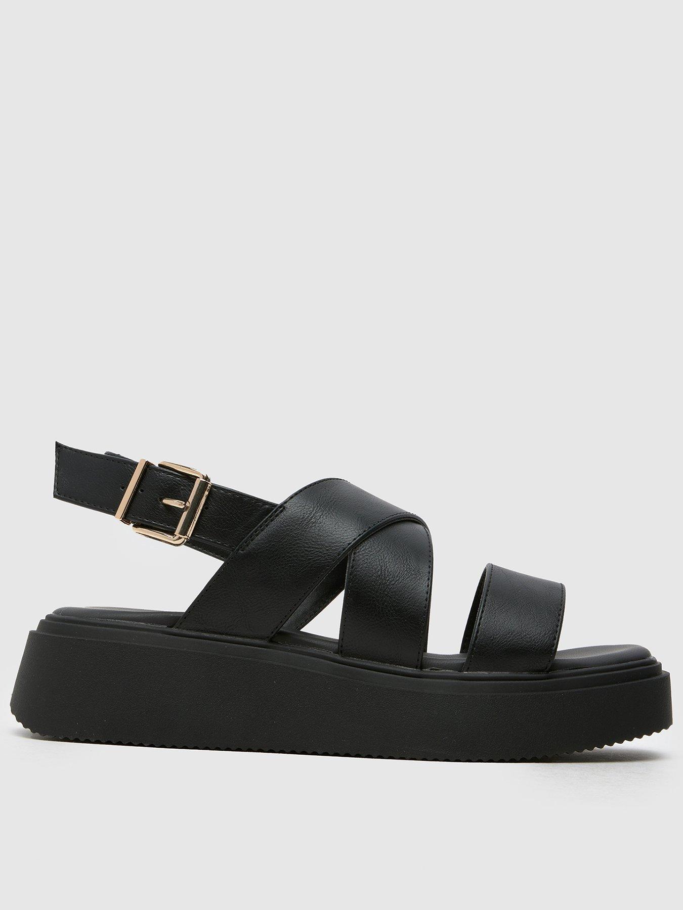 SCHUH Tamia Chunky Flatform Sandals  - Black