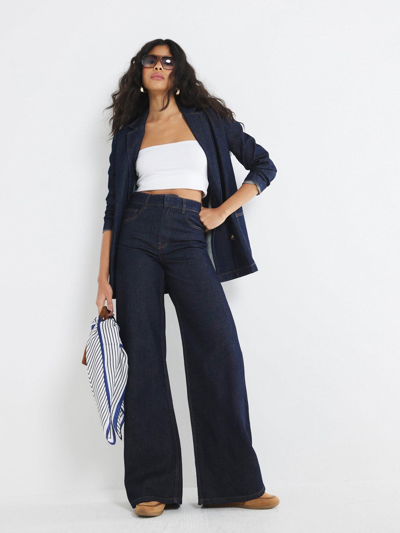 undefined Baggy Wide Leg Jeans - Blue