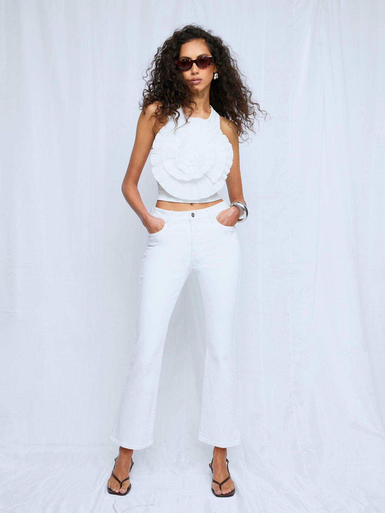 River Island Crop Bootcut Jean - White