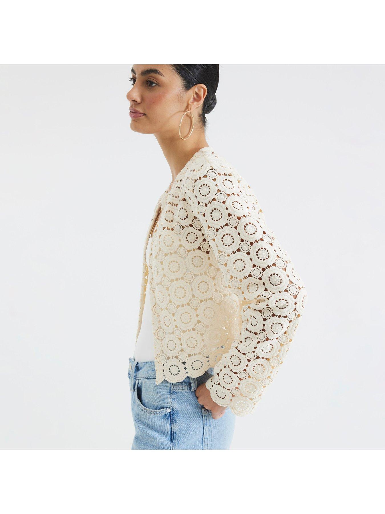 Image 2 of 4 of River Island Crochet Short Jacket - Cream