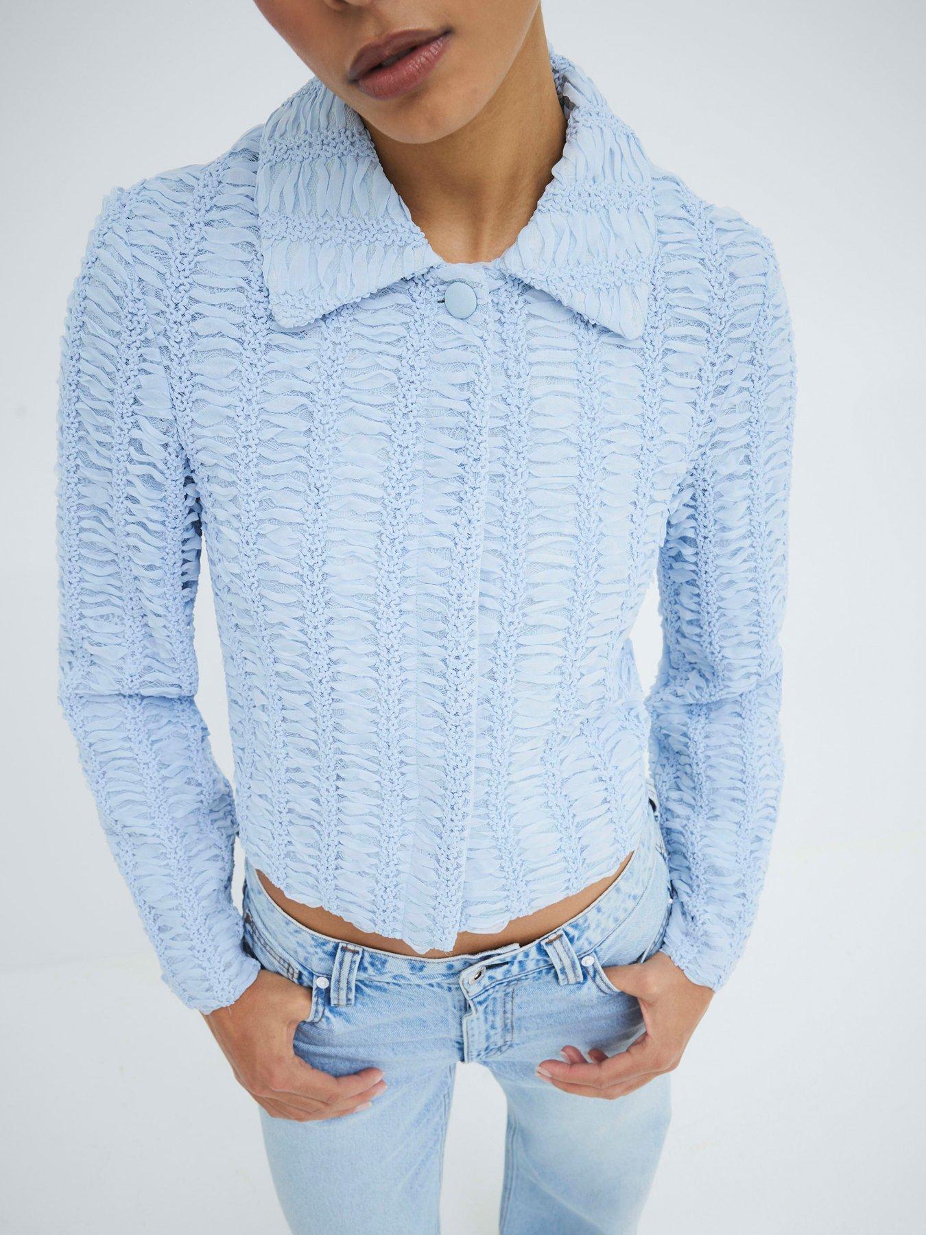 River Island Texture Collar Jacket - Light Blue | Very