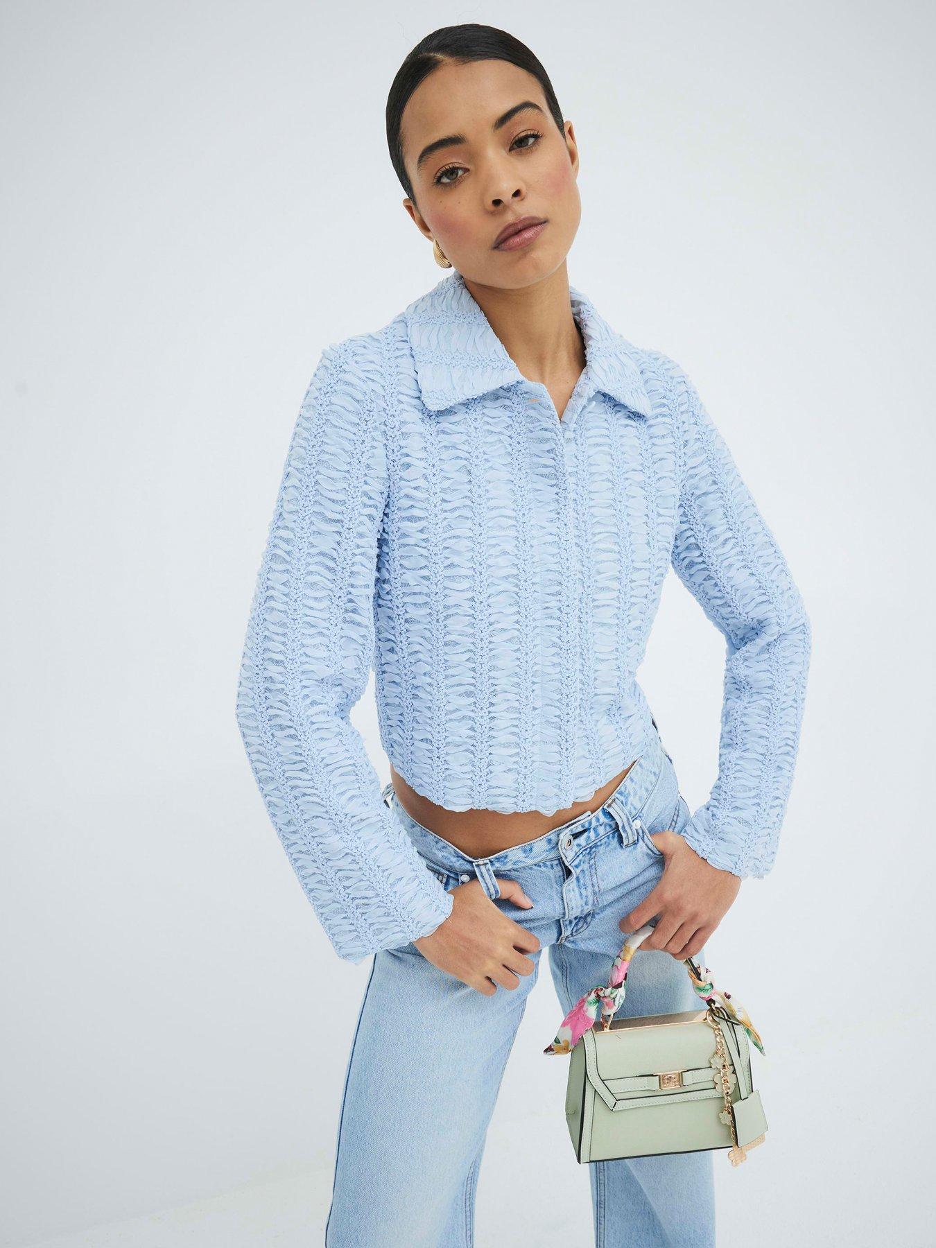 River Island Texture Collar Jacket - Light Blue | Very