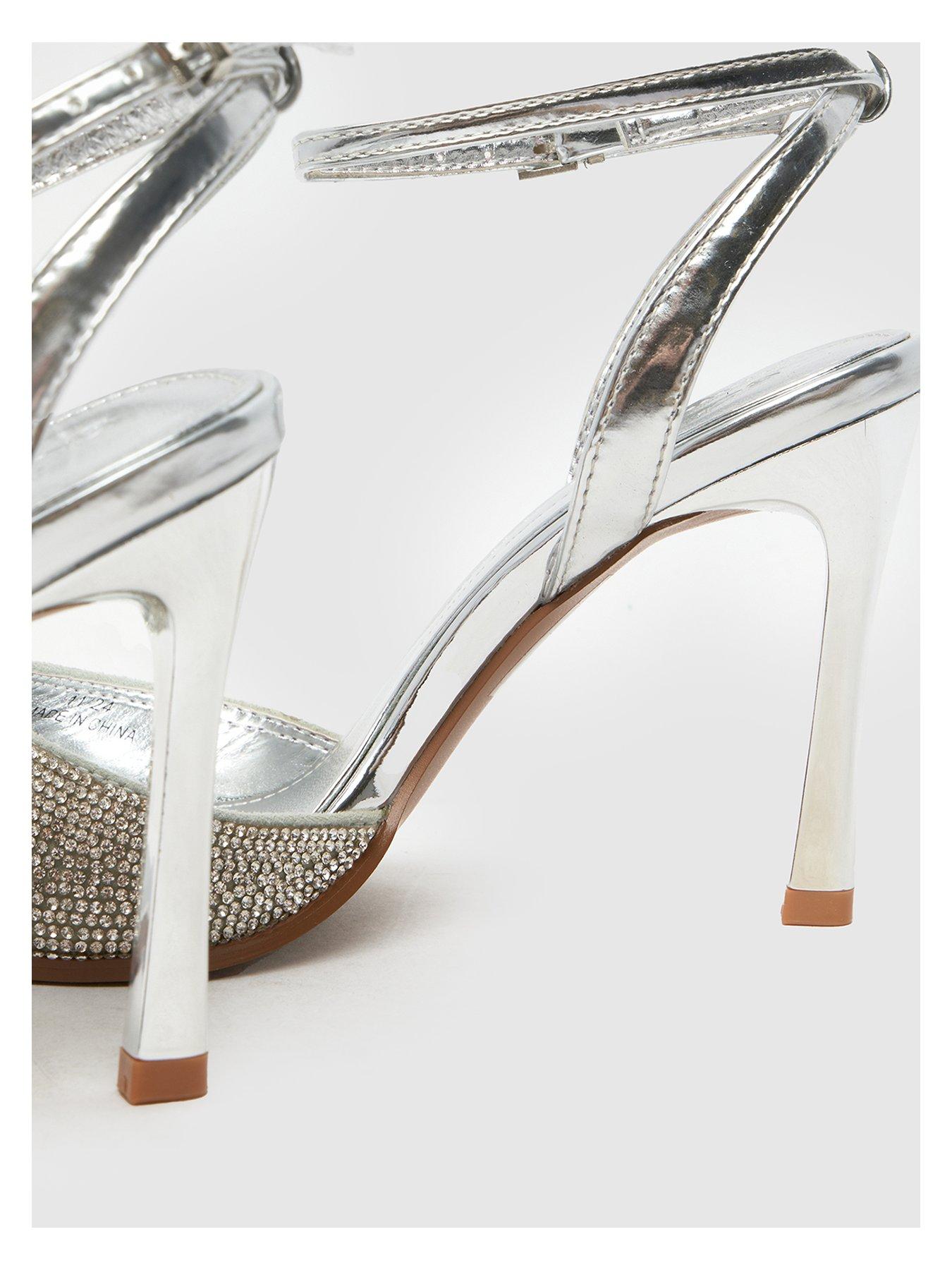 Image 4 of 4 of SCHUH Sariah Embellished High Heels - Silver