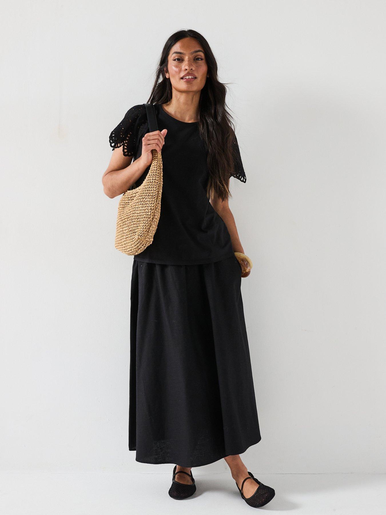 undefined Broderie Back Scallop Sleeve Top