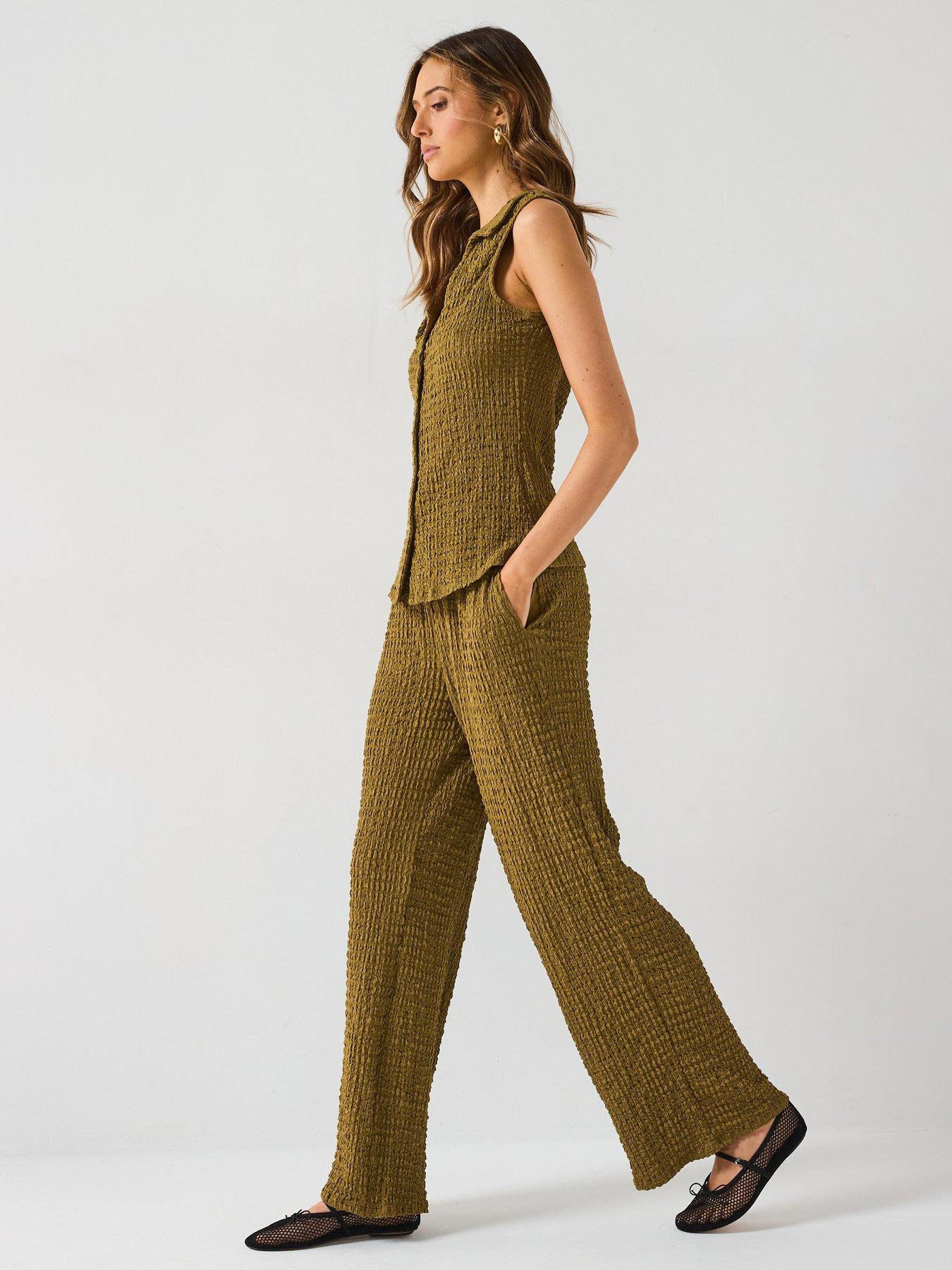 Image 4 of 6 of V by Very Wide Leg Co-Ord Trousers - Khaki