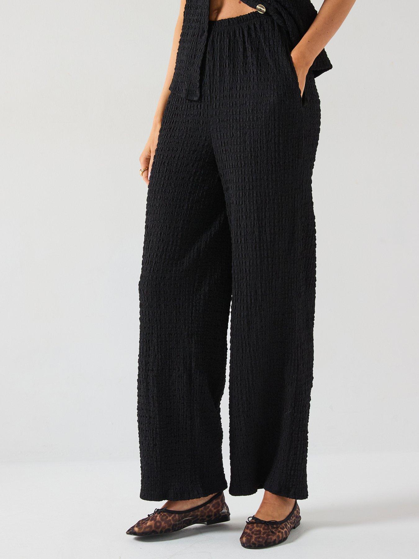 undefined Wide Leg Co-Ord Trousers - Black