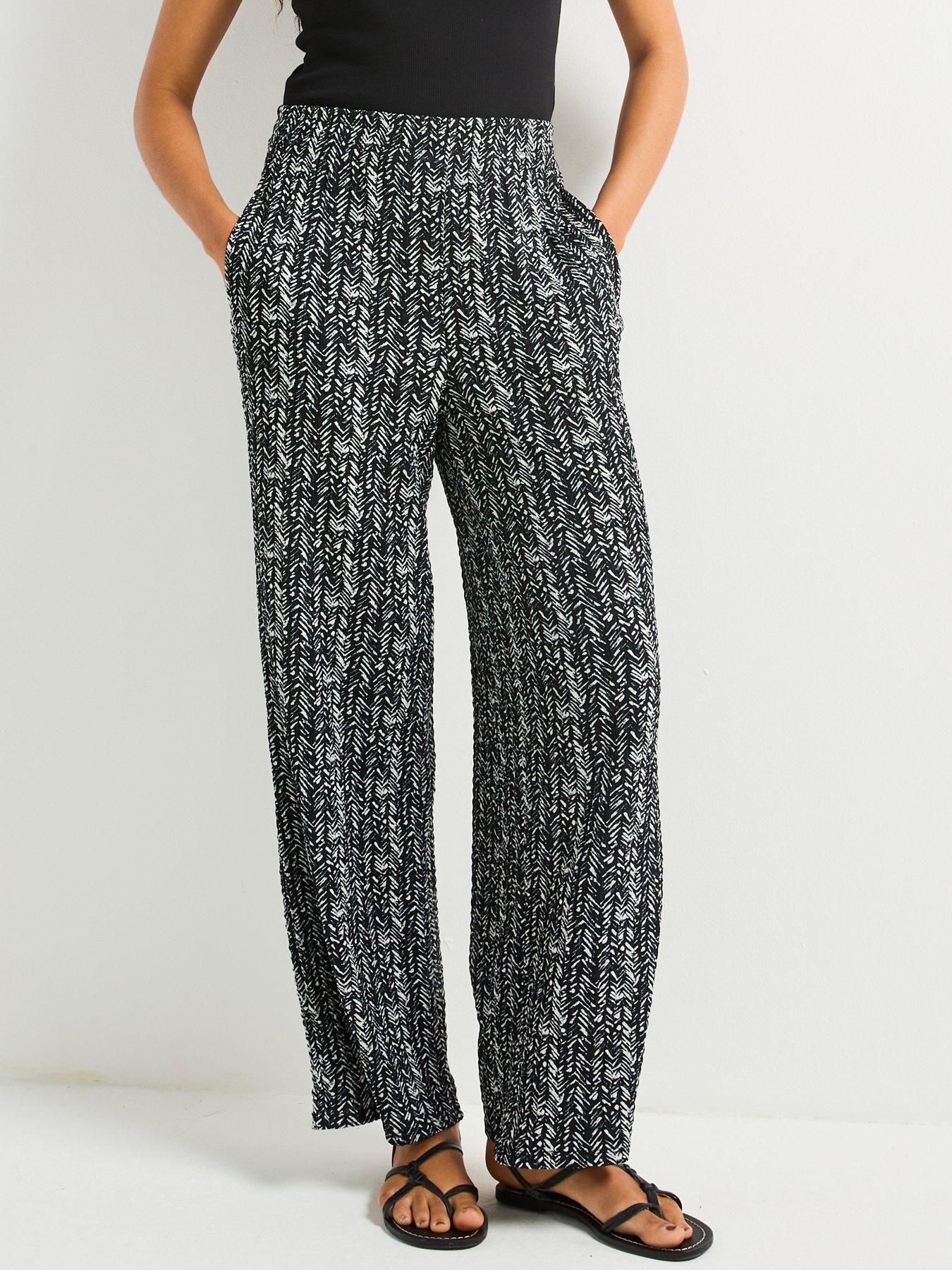 undefined Wide Leg High Waisted Textured Trousers