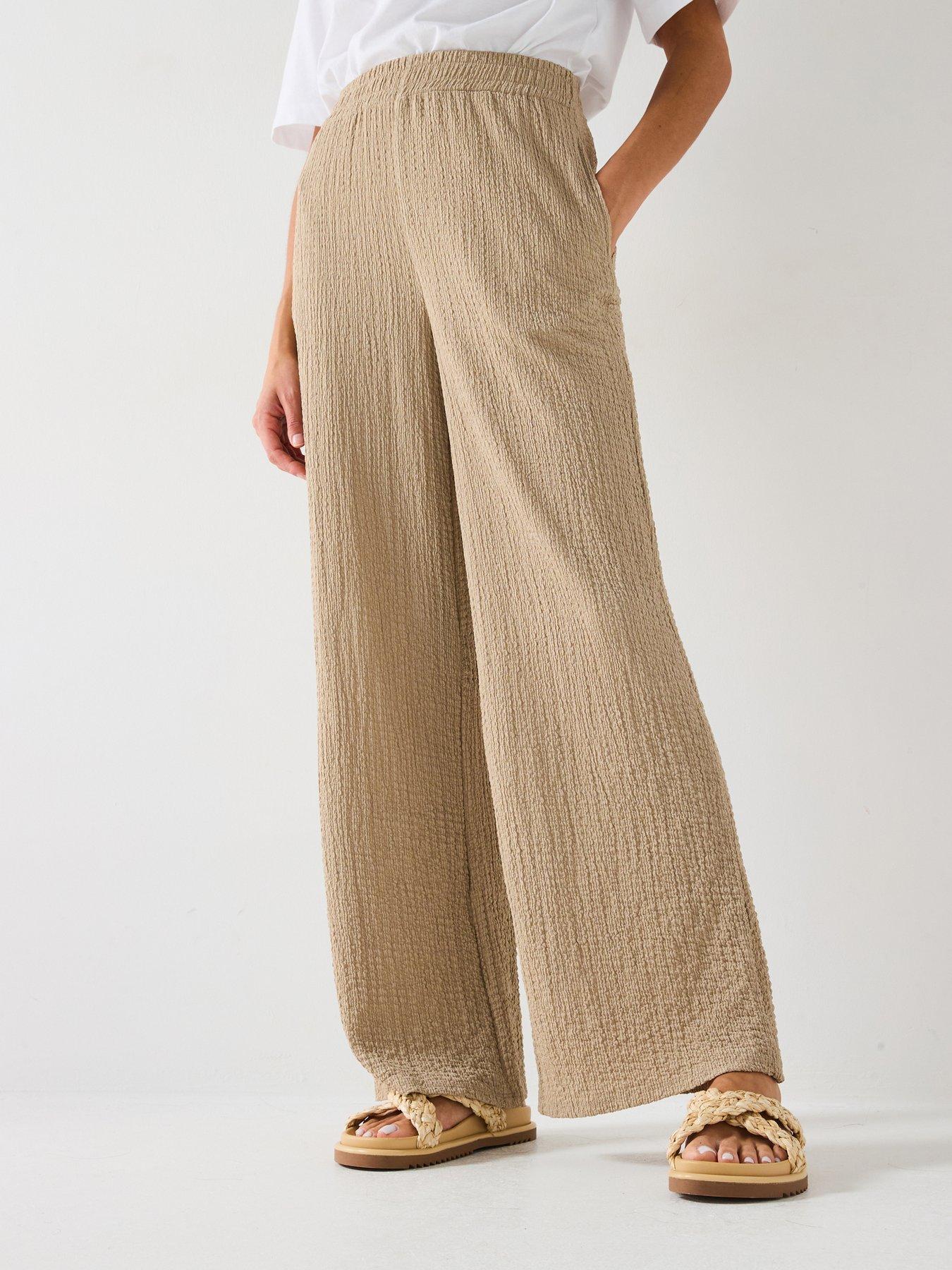 undefined Wide Leg High Waisted Textured Trousers