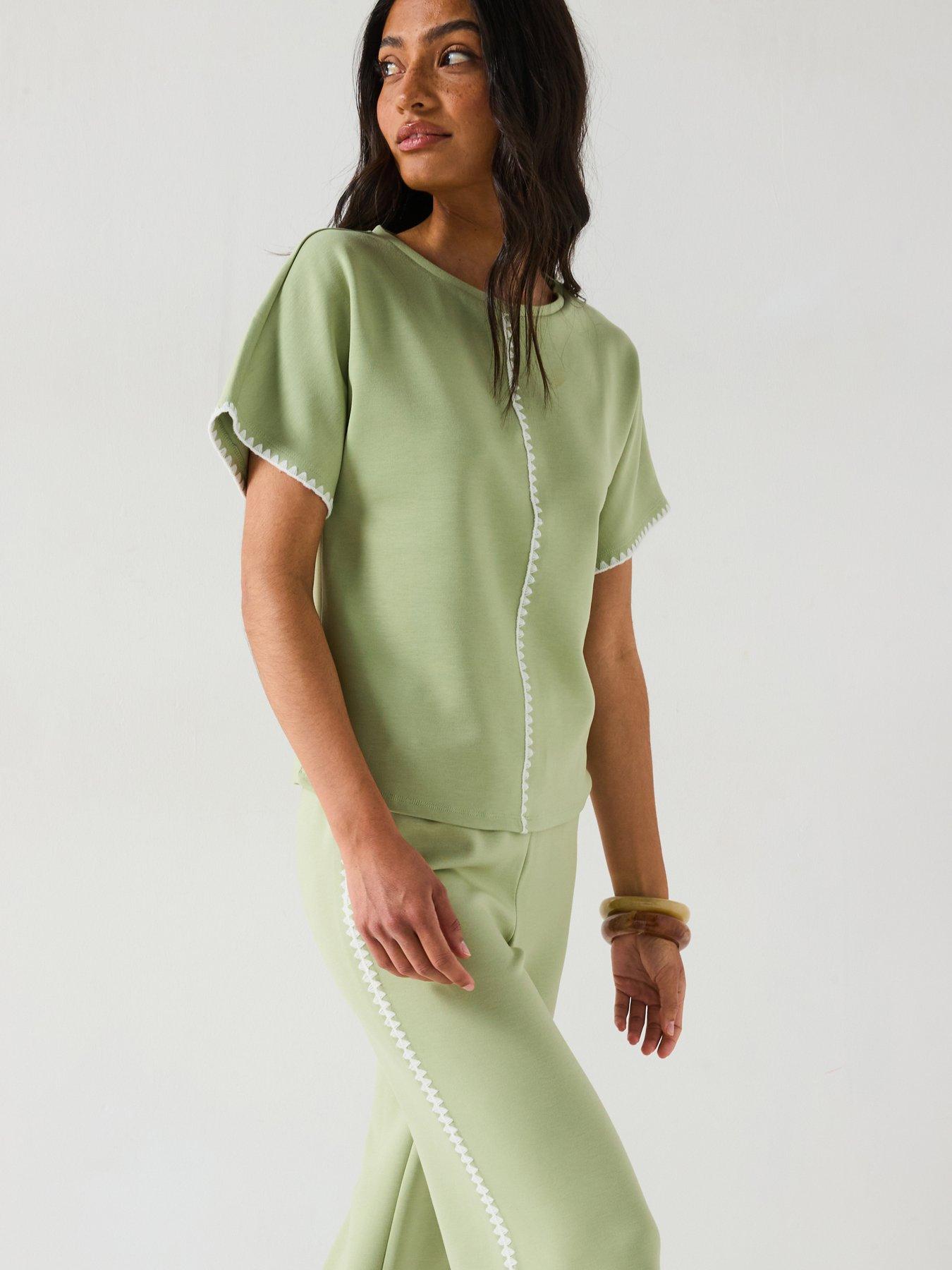 undefined Soft Touch Whipstitch Sleeveless Sweatshirt Top Co-ord