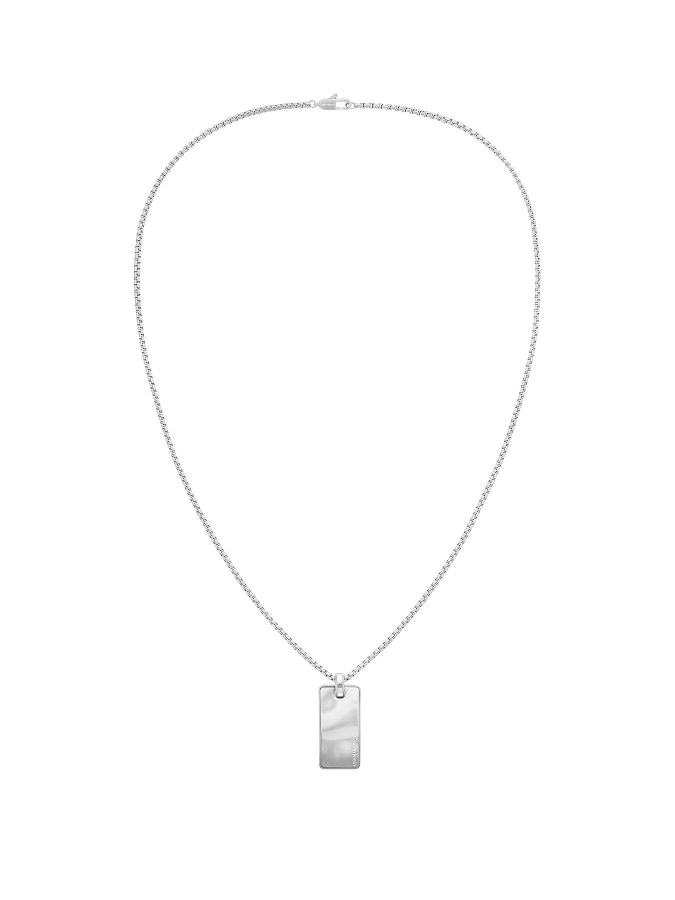 Image of Calvin Klein METALLIC WAVES Men's Necklace SILVER
