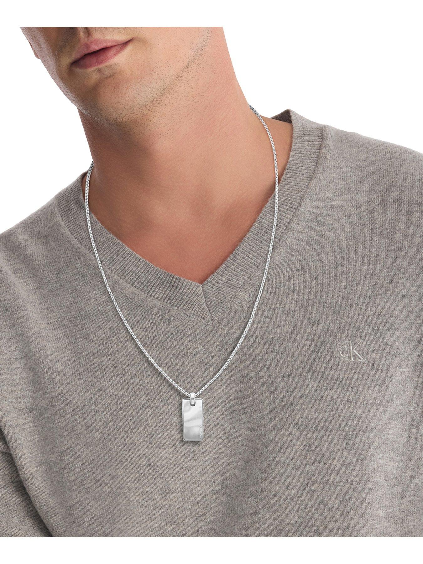 Image 3 of 4 of Calvin Klein METALLIC WAVES Men's Necklace SILVER