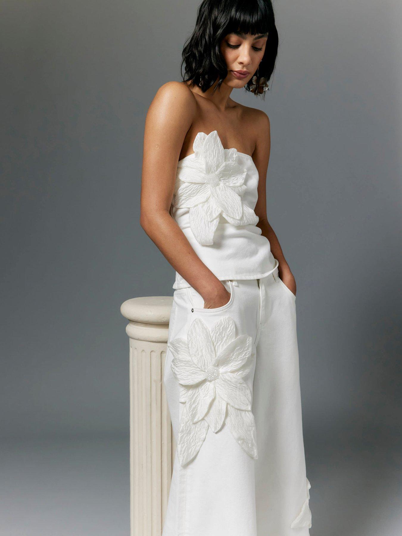 River Island Baggy Wide Leg Jean - White