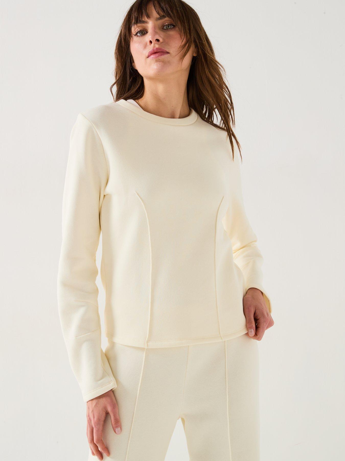 undefined Seam Detail Sweatshirt Top - Cream