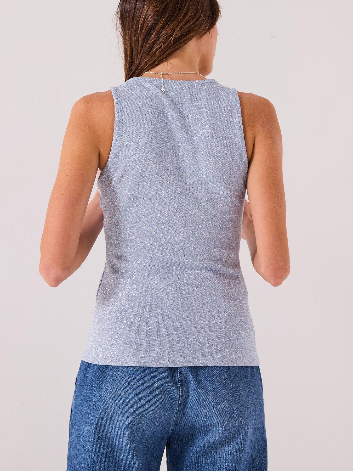 Image 2 of 6 of V by Very Lurex Scoop Neck Vest - Blue
