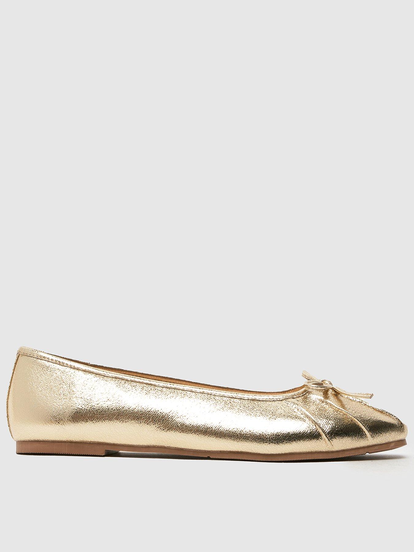 undefined Wide Fit Leilani Ruched Ballerina - Gold
