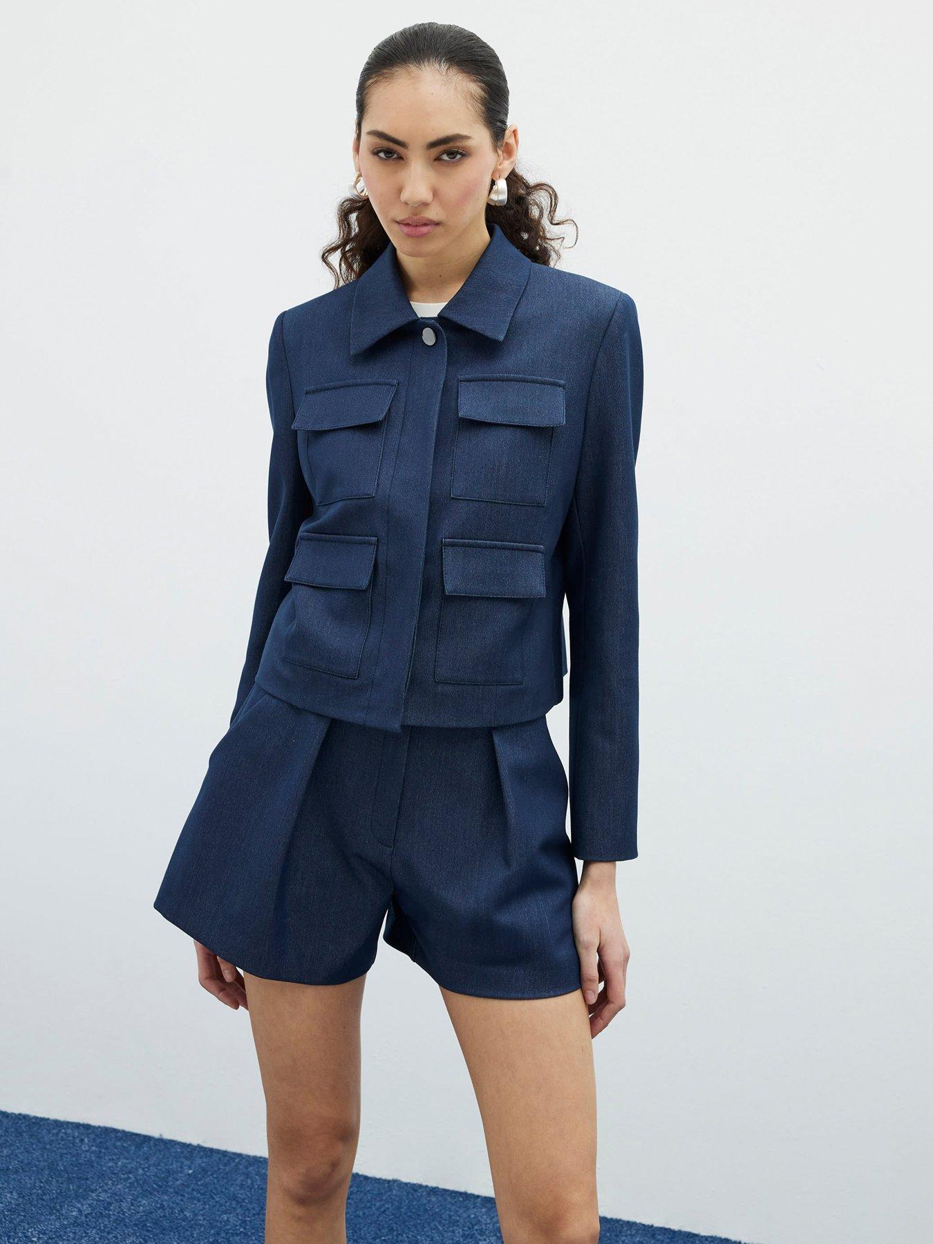 River Island: Pan Collar Jacket - Blue