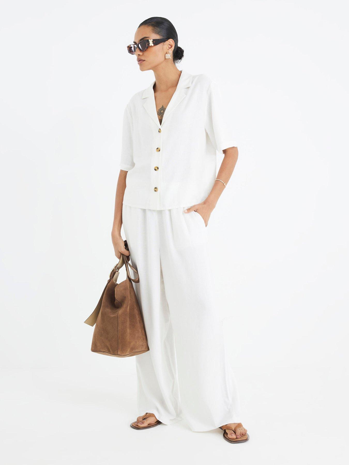 undefined Linen Trouser - White
