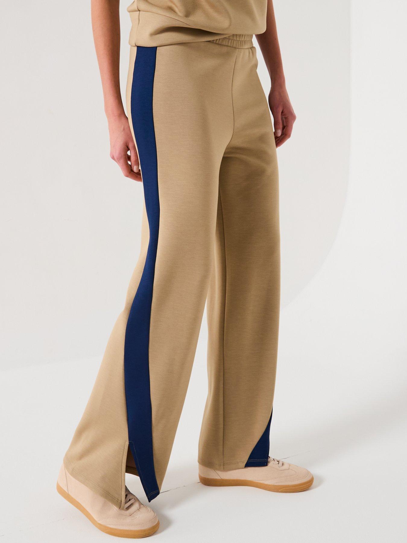 undefined Side Stripe Wide Leg Trousers - Taupe
