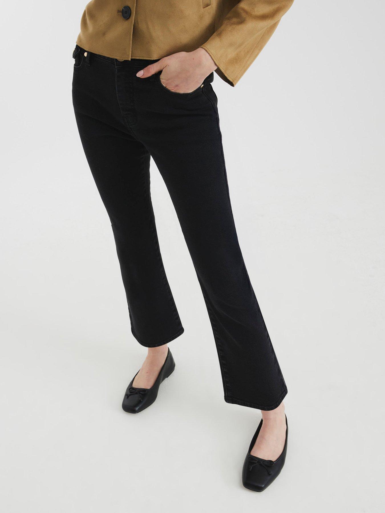 River Island: Crop Bootcut Jeans - Black