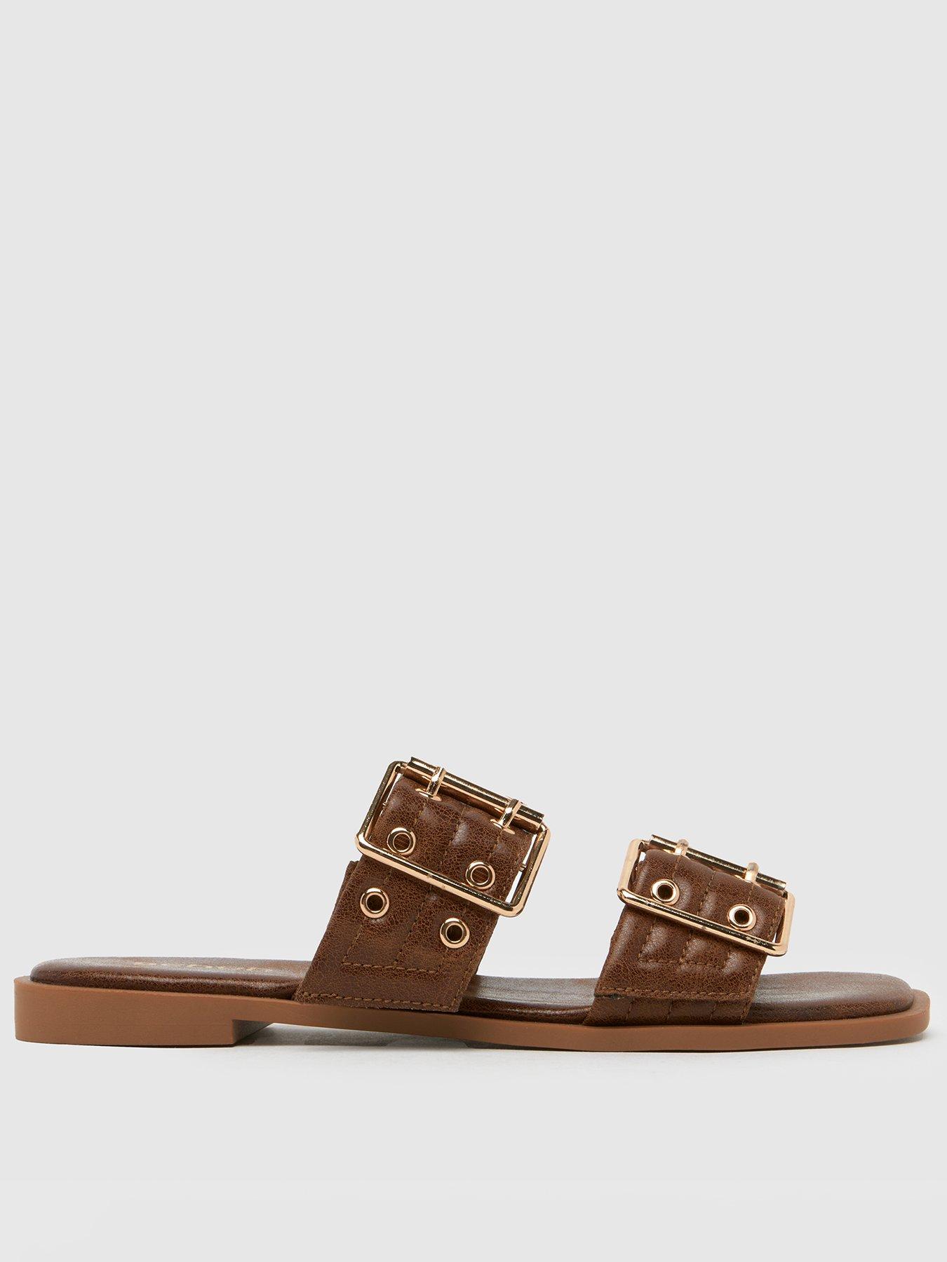 undefined Tenika Buckle Detail Sandals - Tan