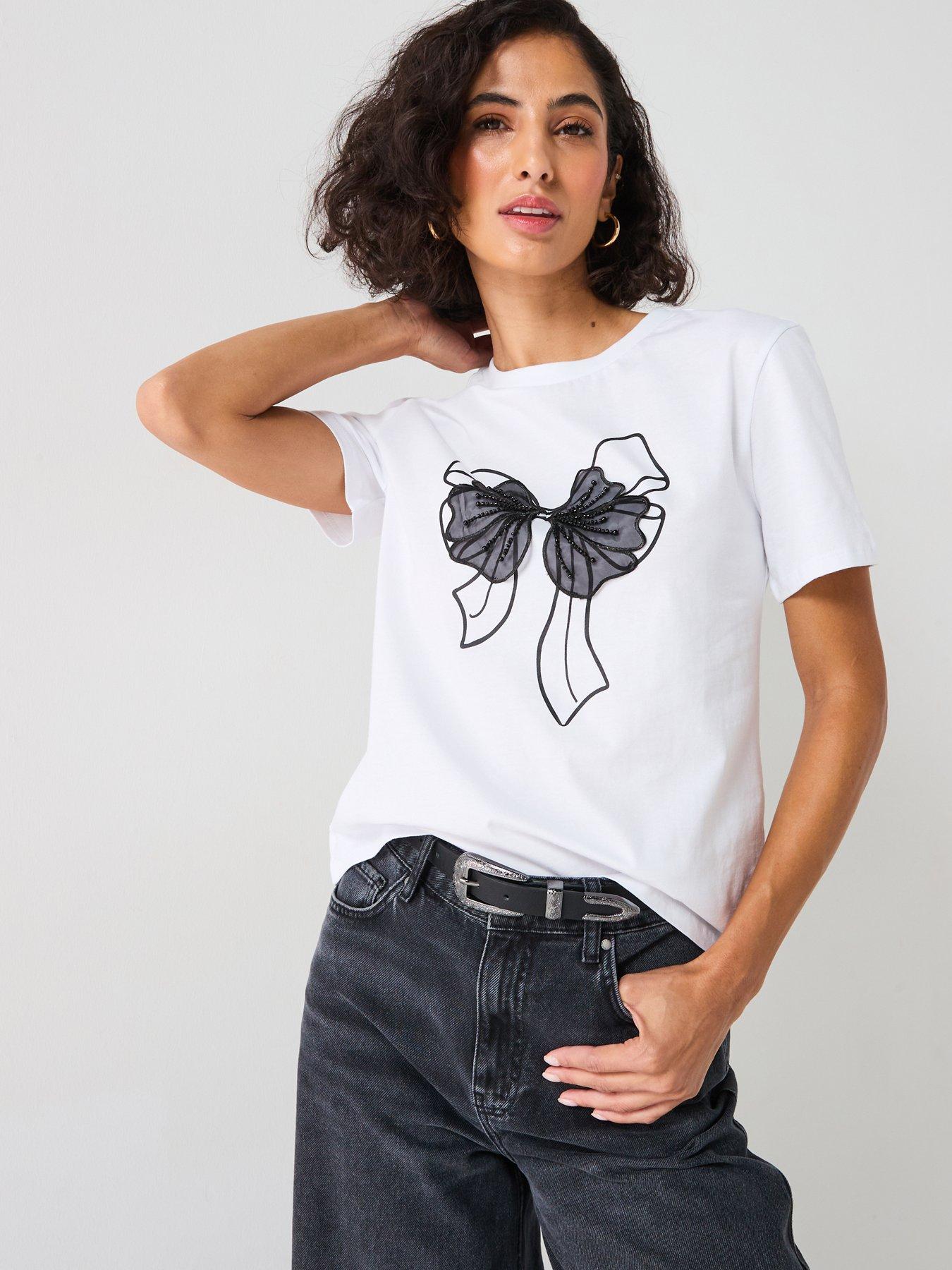 undefined Bow Embellished Tshirt