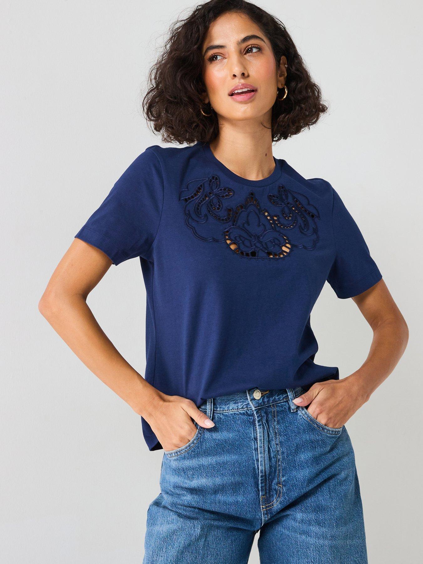 undefined Embroidered Cut Out Tshirt