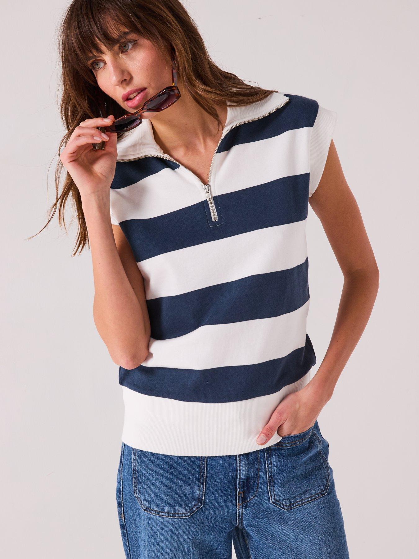 undefined 1/4 Zip Sleeveless Sweatshirt - Navy