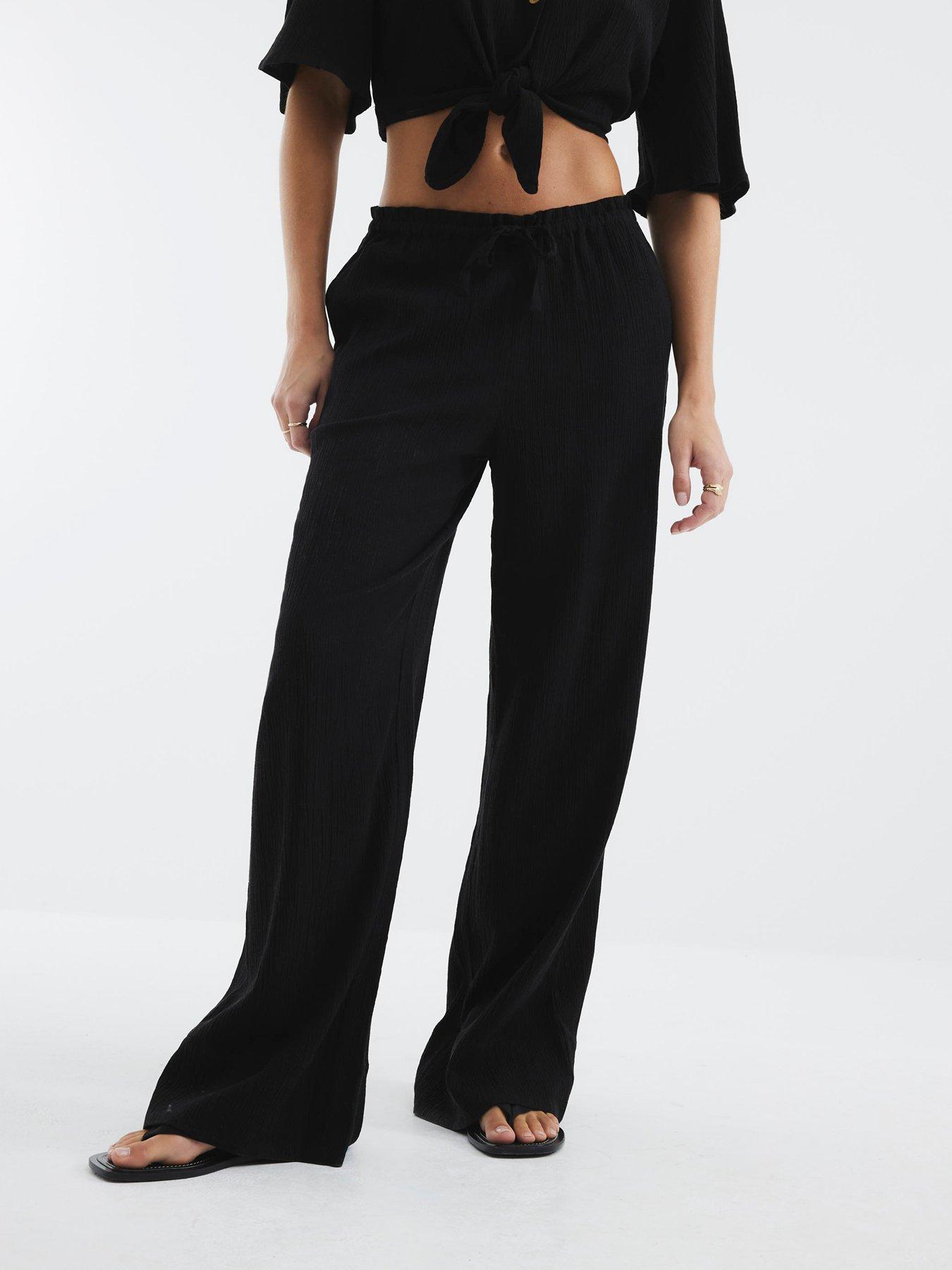 undefined Linen Trouser - Black