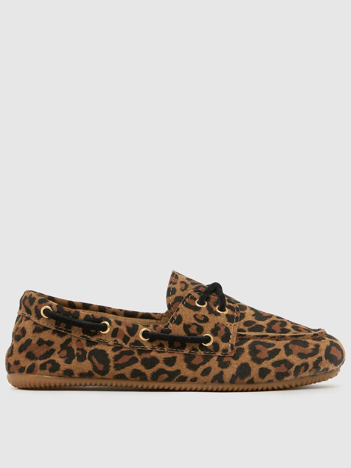 undefined Lyanna Suede Flat Boat Shoes - Leopard - Print