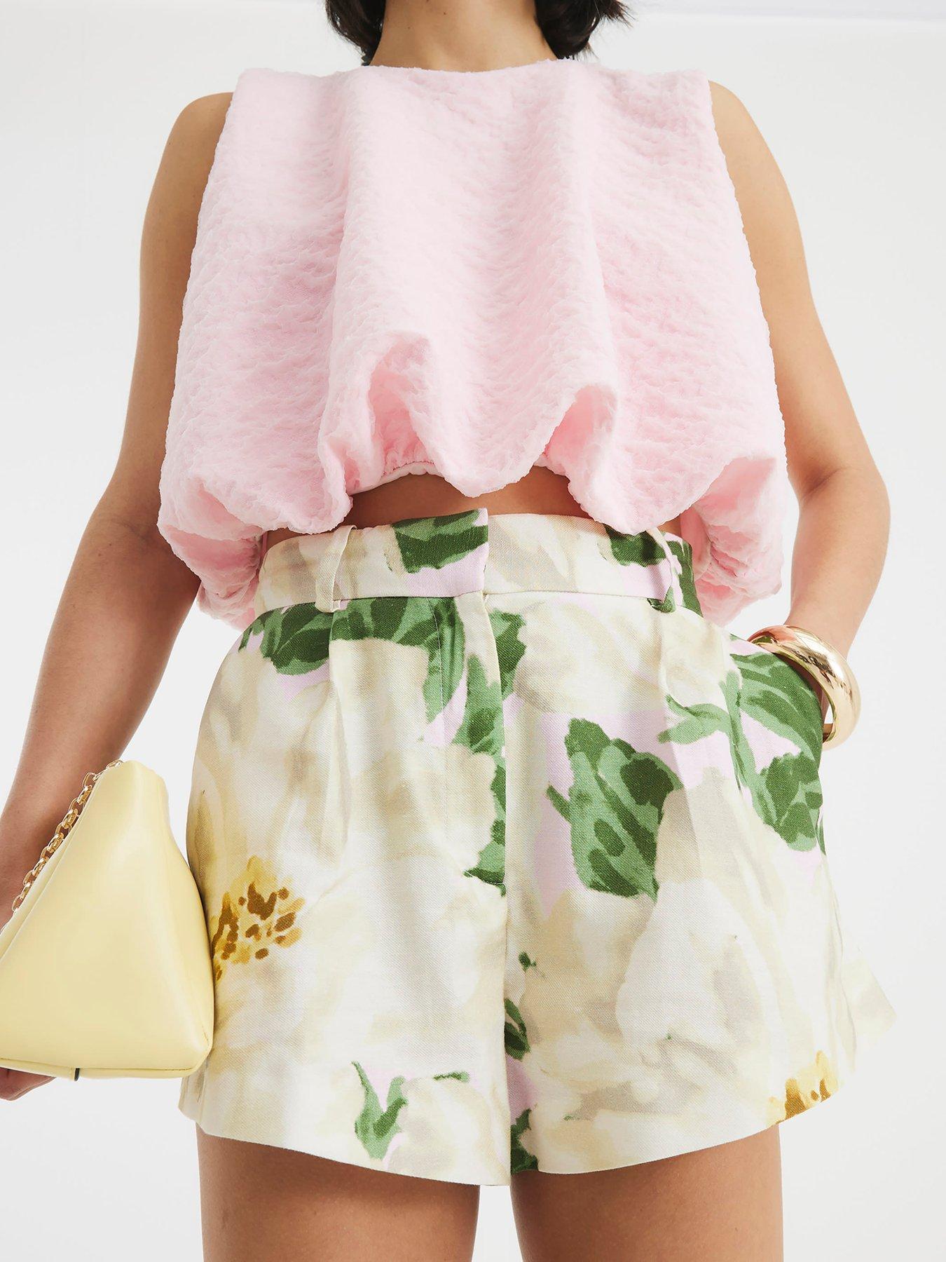 undefined Floral Linen Short - Pink