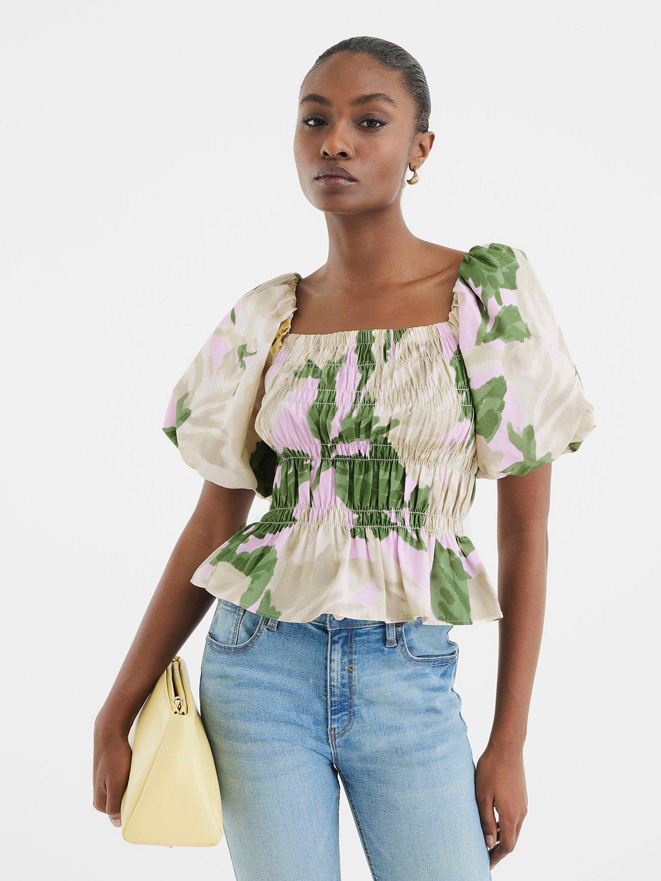 undefined Floral Puff Sleeve Top - Pink