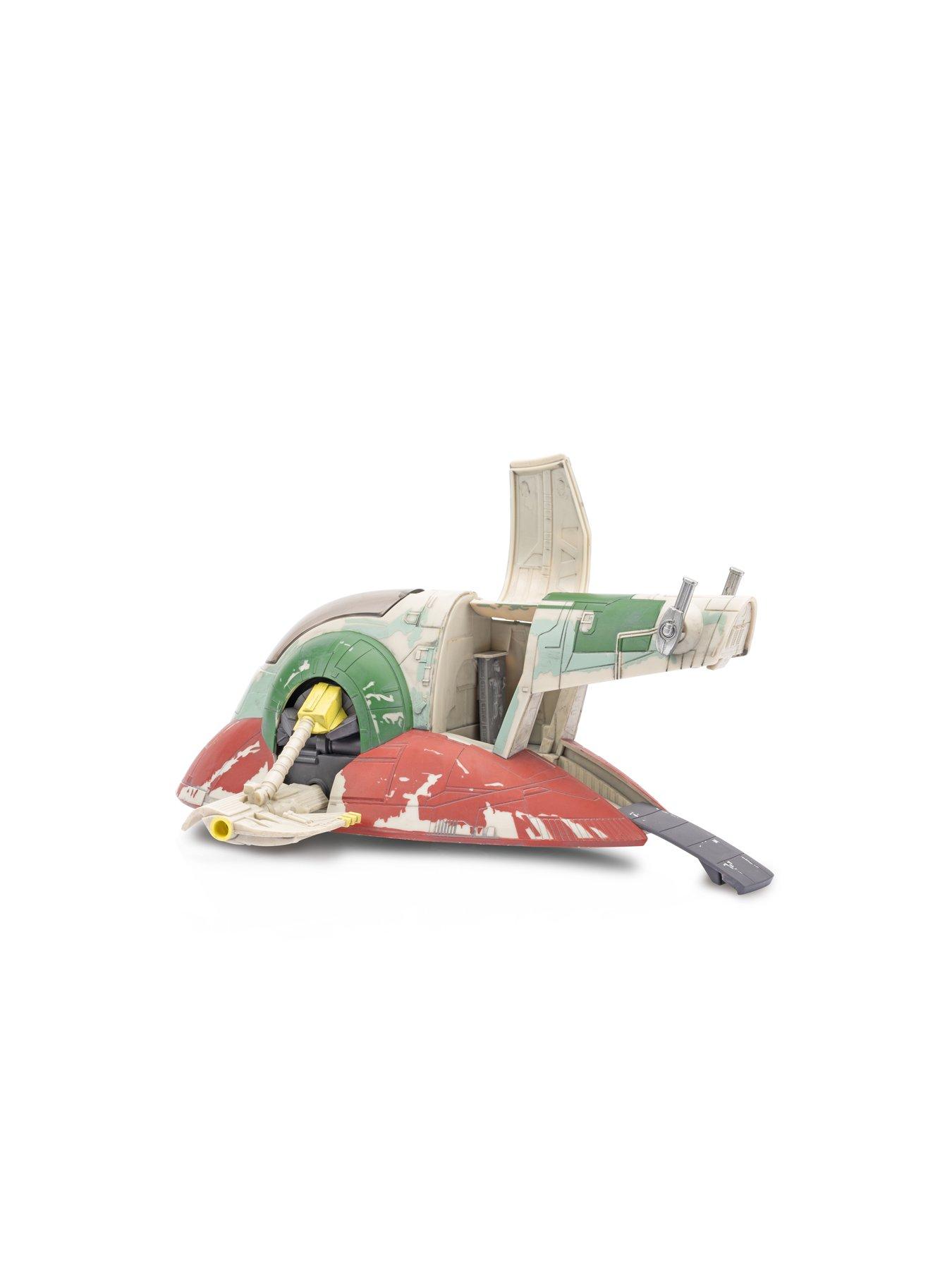 Star Wars Micro Galaxy Squadron – Vaisseau Boba Fett Starship 17,8 Cm Avec Micro-figurines Articulées Boba Fett Et Fennec Shand De 2,5 Cm, Cockpit Pivotant, Ailes Mobiles, Rampe D'embarquement
