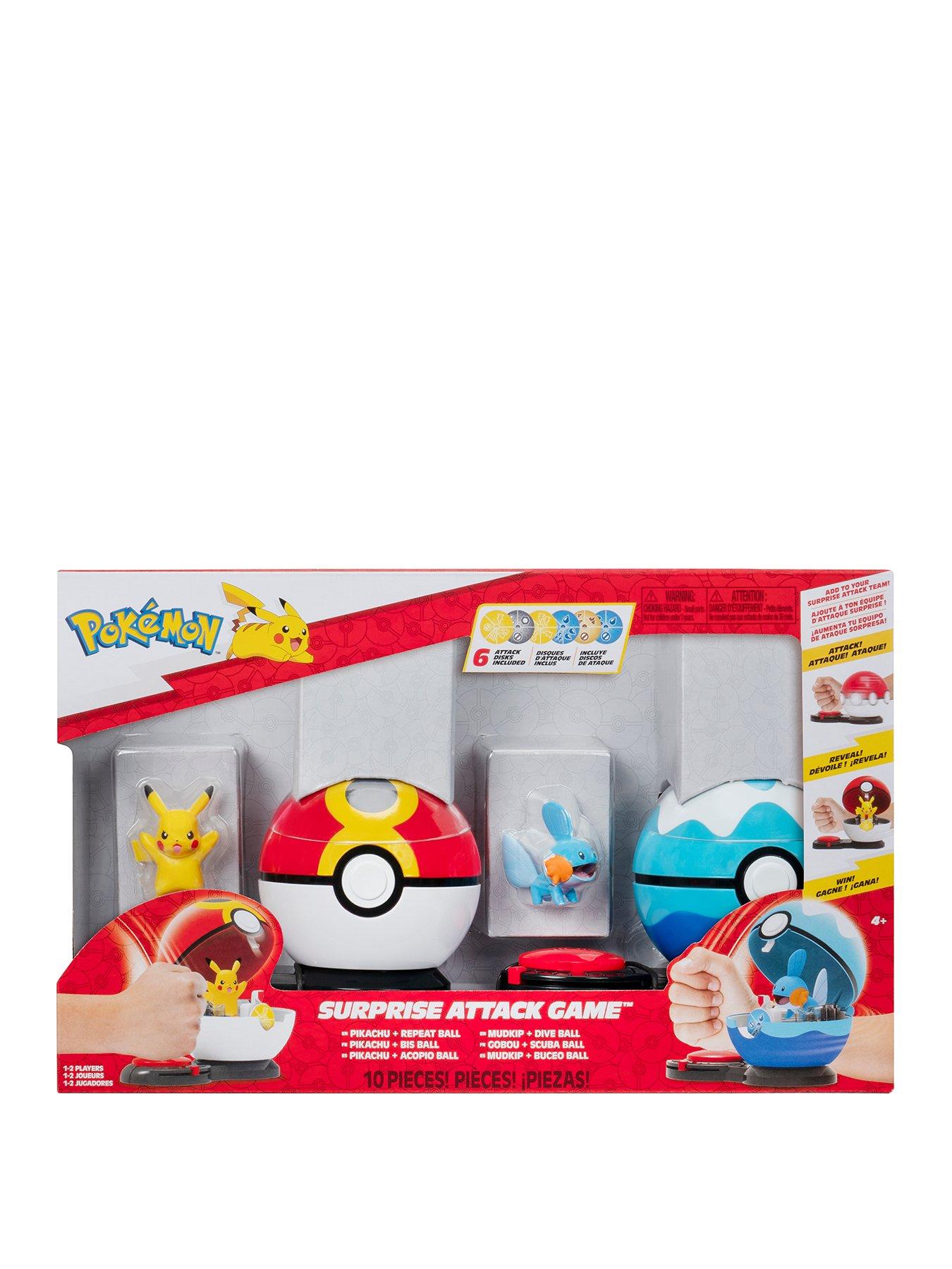undefined Pokémon Surprise Attack Game - 2-Inch Pikachu with Repeat Ball and 2-Inch Mudkip with Dive Ball plus Six Attack Discs