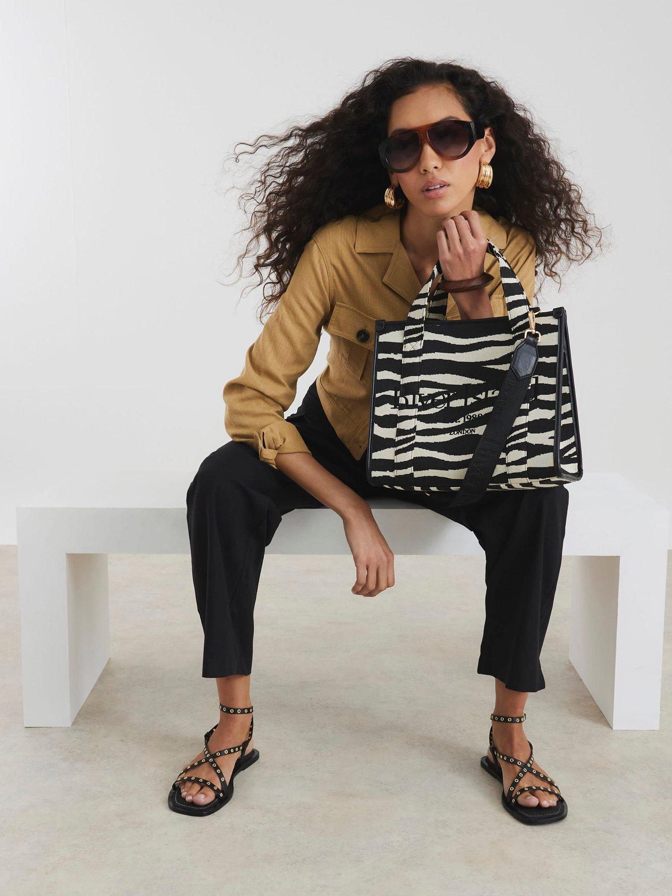 undefined Medium Zebra Print Tote - Black