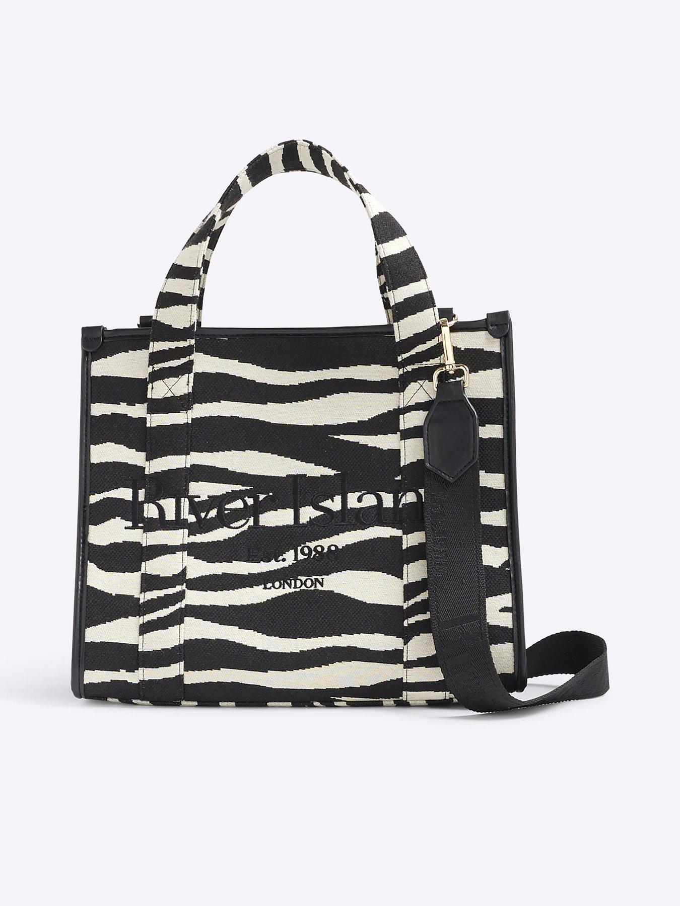 undefined Medium Zebra Print Tote - Black