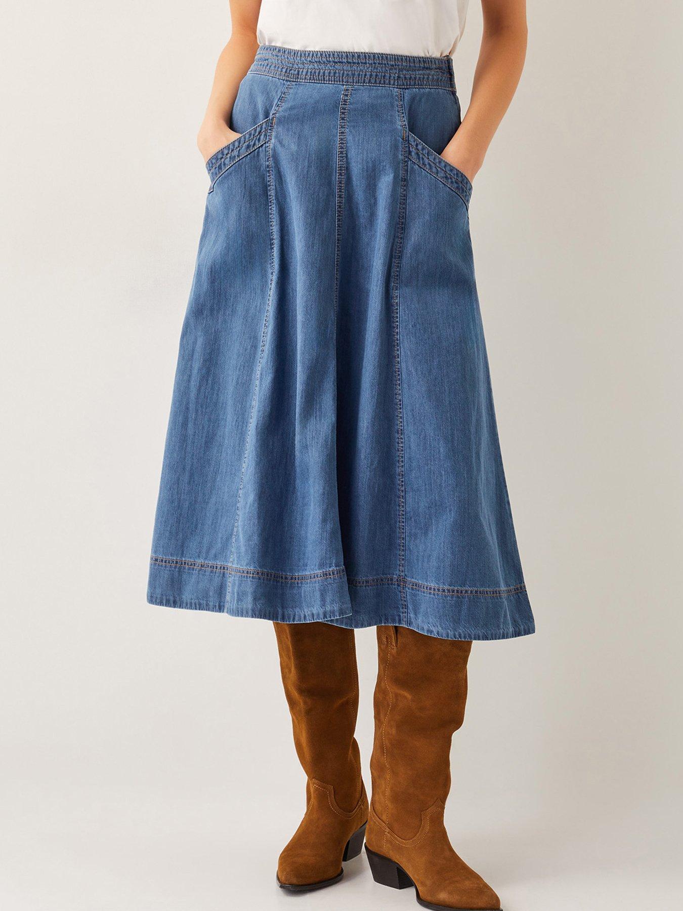 undefined Harper Seamed Skirt - Blue