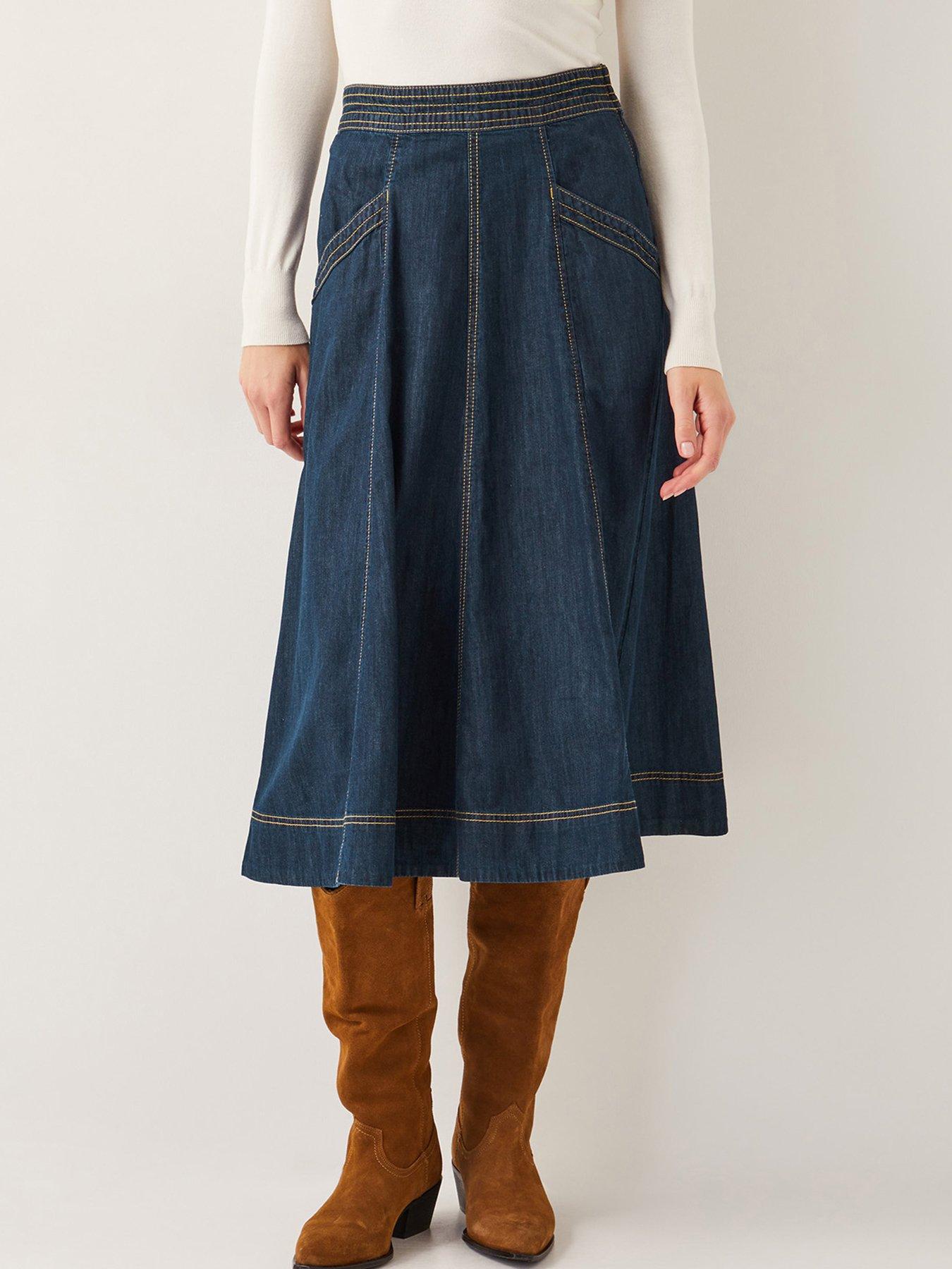 undefined Harper Seamed Skirt - Indigo