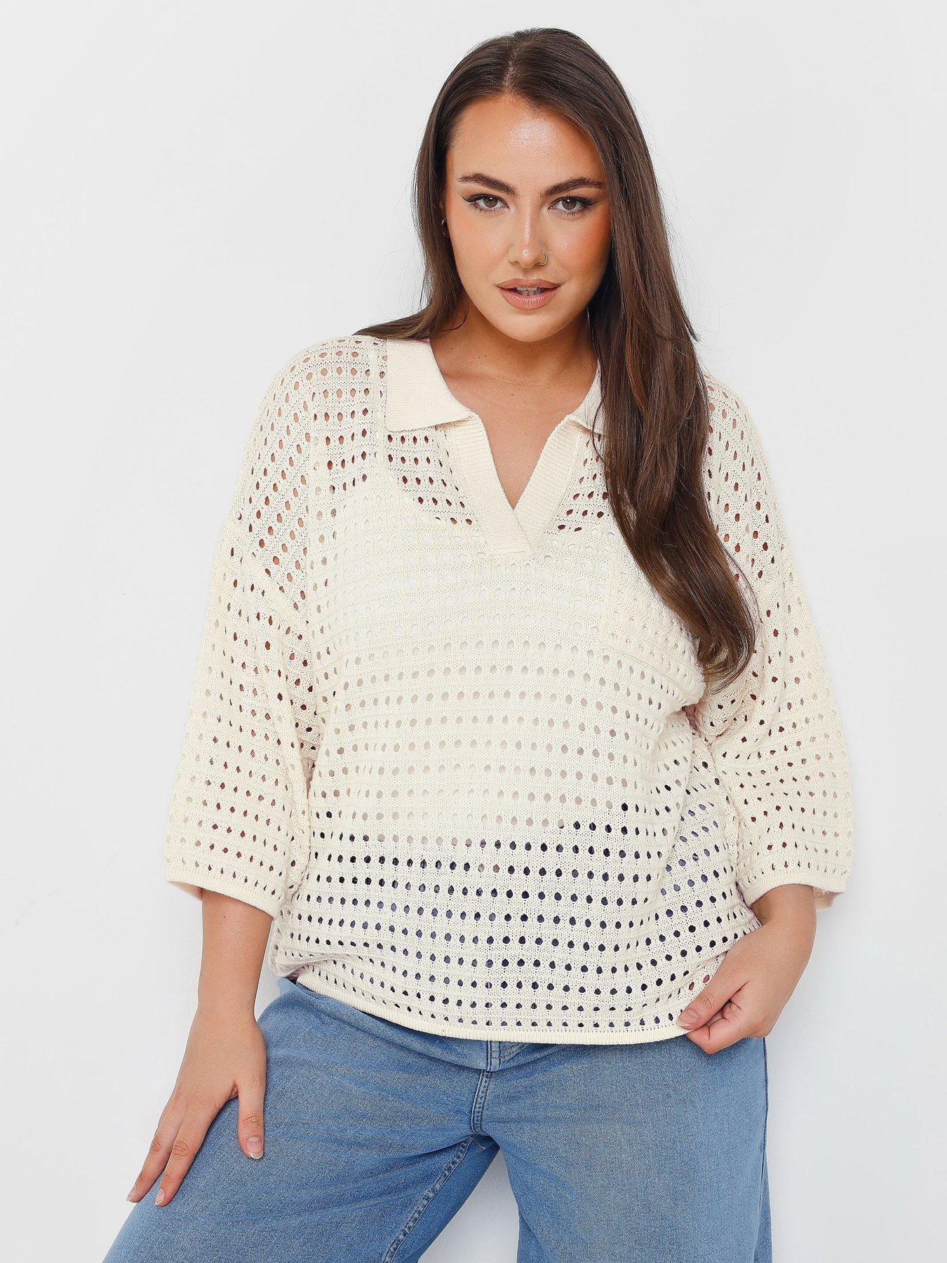 undefined Collared Pointelle Jumper - Cream