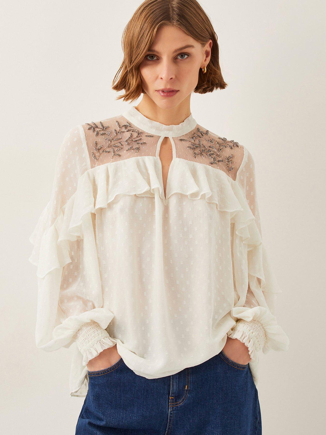 undefined Debbie Spot Blouse - Cream