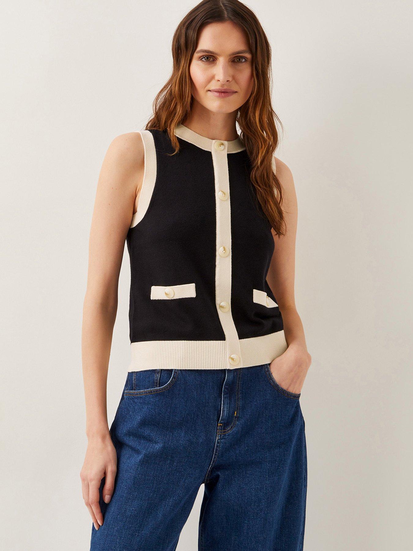 Image 1 of 5 of Monsoon Sala Sleeveless Knit Jumper - Black