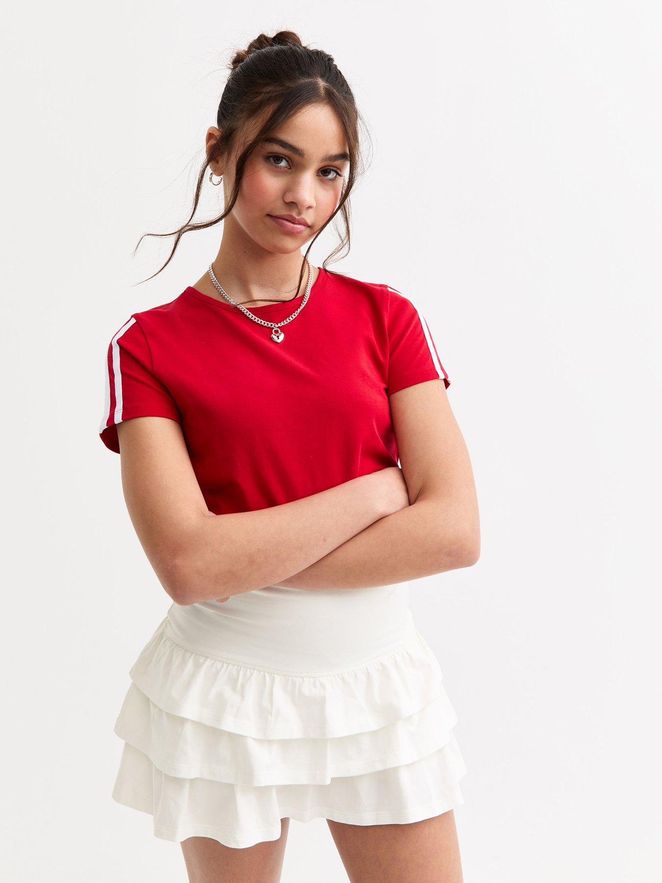 undefined Girls Jersey Tiered Rara Skort - White