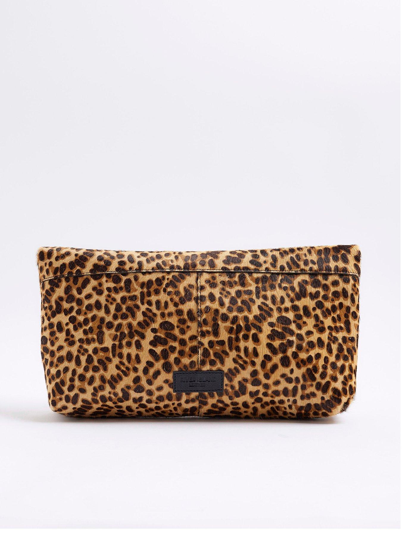 River Island Pony Roll Top Clutch - Brown