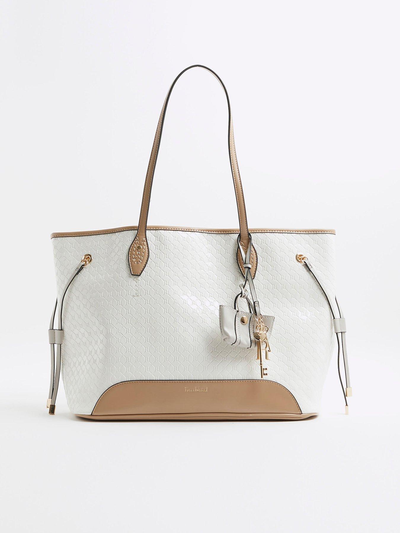 undefined Embossed Side Tie Shopper - White